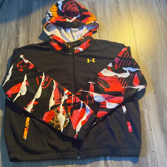 Under Armour, black and colourful zip up hoodie - Picture 2 of 6
